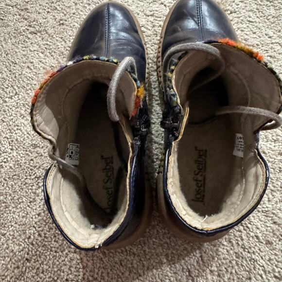 Josef Seibel Dark Navy Blue Leather Ankle Booties Size 37 / US Women's Size 6.5 - Picture 9 of 12